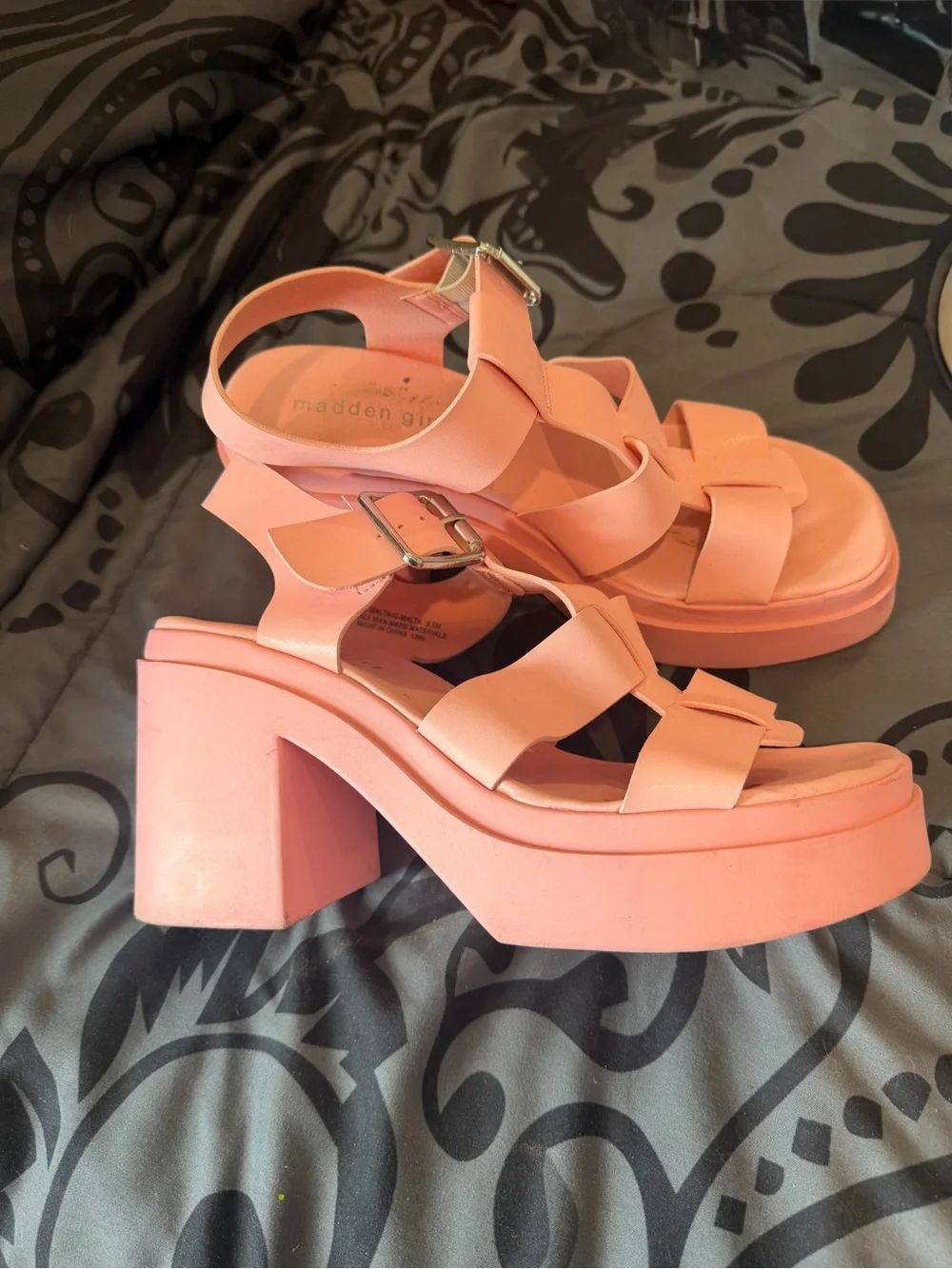 Madden Girl Peach Pink Platform Buckle Sandals